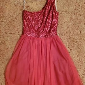 Pink One Shoulder Cocktail Dress